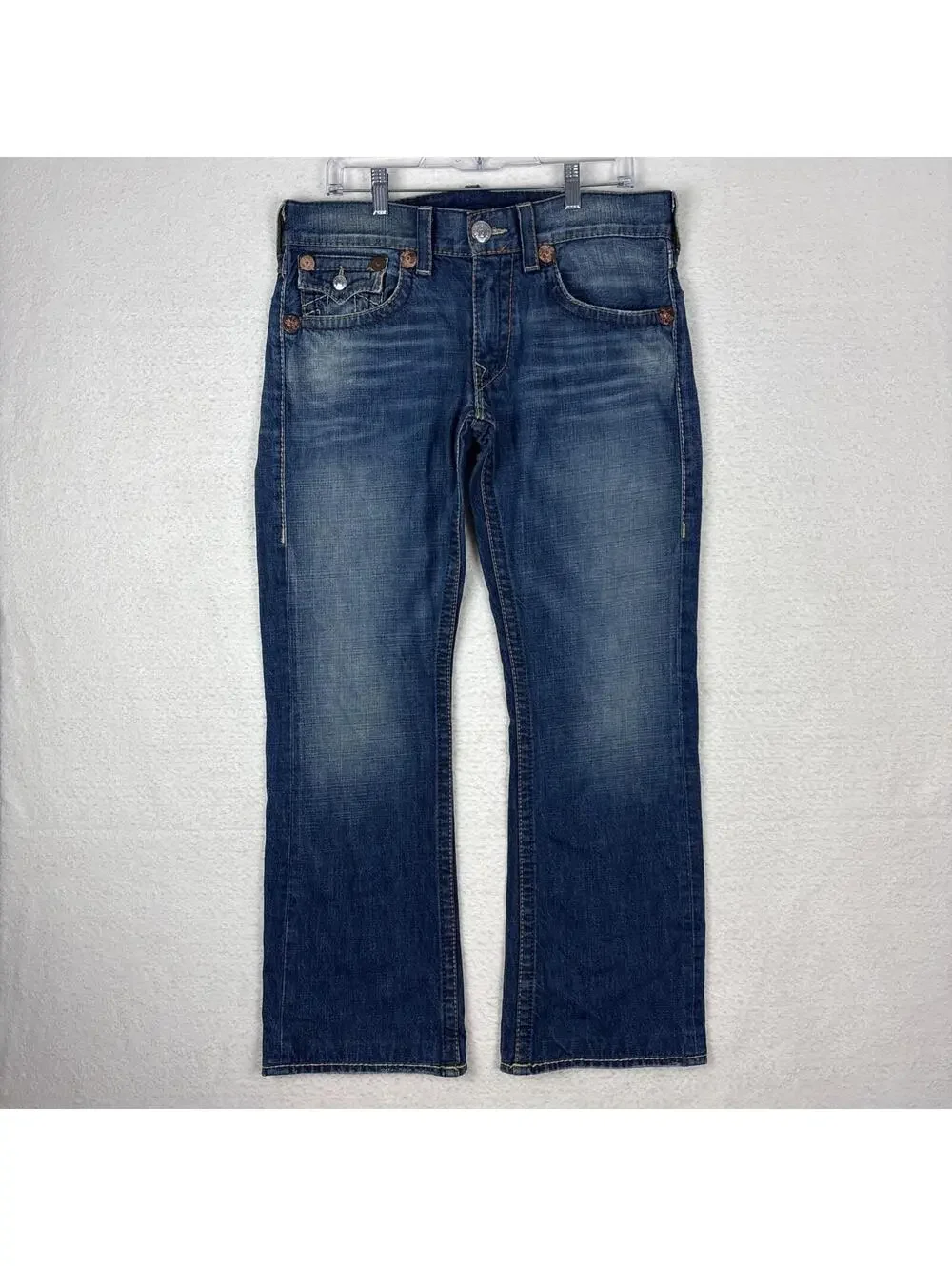 True Religion Unisex Billy Big T Bootcut Flare Jeans 34x30 Made In USA Flaps